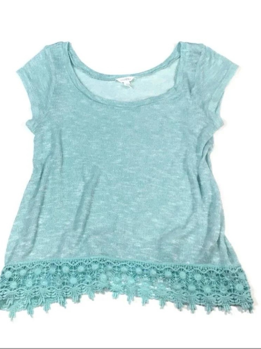 Aeropostale Mint Crochet-Hem Short Sleeve Top